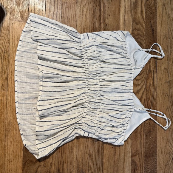 Monteau Los Angeles Blue White Striped Linen Blend Peplum Cami Top XL 201527 - Picture 6 of 8